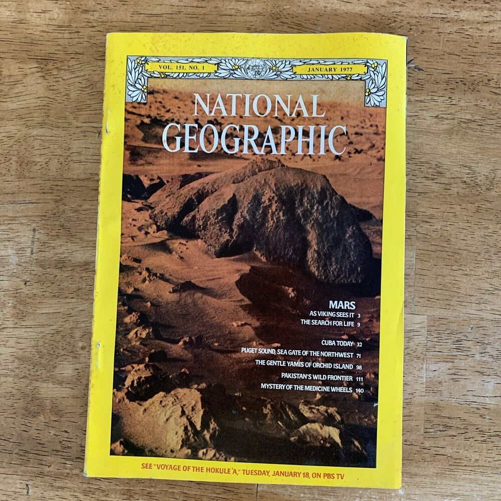 Vintage January 1977 National Geographic Magazine Mars Cuba Puget Sound Pakistan